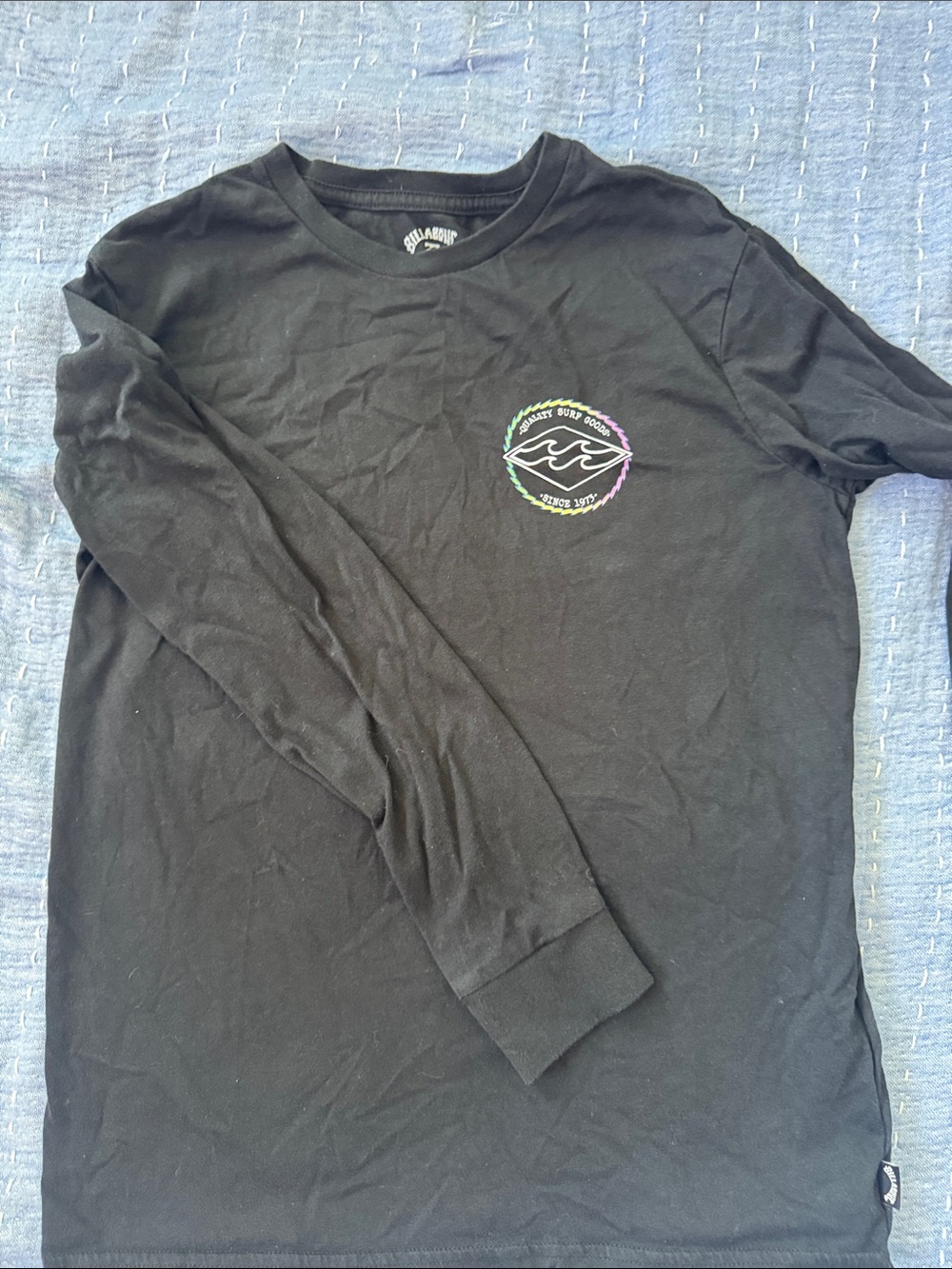 3/$20 Billabong Boys Medium Black Long Sleeve Tee with Surf Logo
